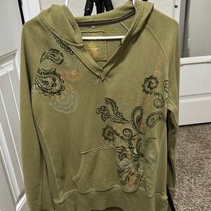 Olive Green Paisley Women's Hoodie